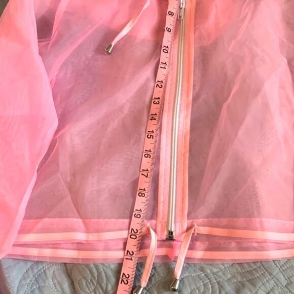 Forever 21 Pink Sheer Hooded Jacket "Forever Yours" Size S - Picture 6 of 9